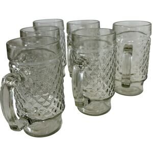 Vintage Beer Mugs, Root Beer Glasses, Set of 6 Large Glass Mugs or Beer Steins